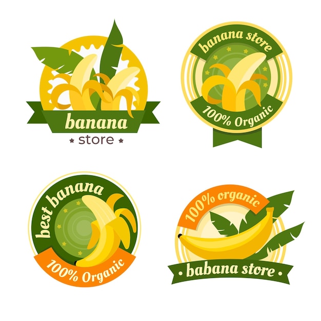 Gratis vector banaan logo pack sjabloon