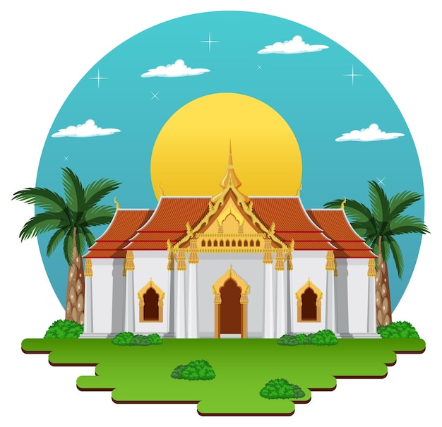 Gratis vector bangkok thailand met tempel