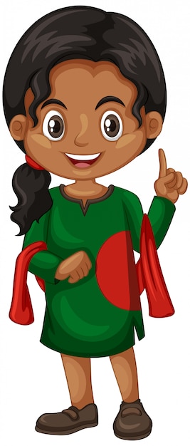Gratis vector bangladesh meisje in groen kostuum
