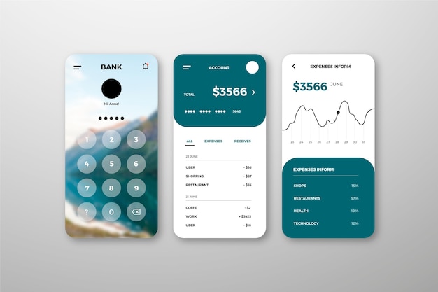 Bank app-interface ingesteld