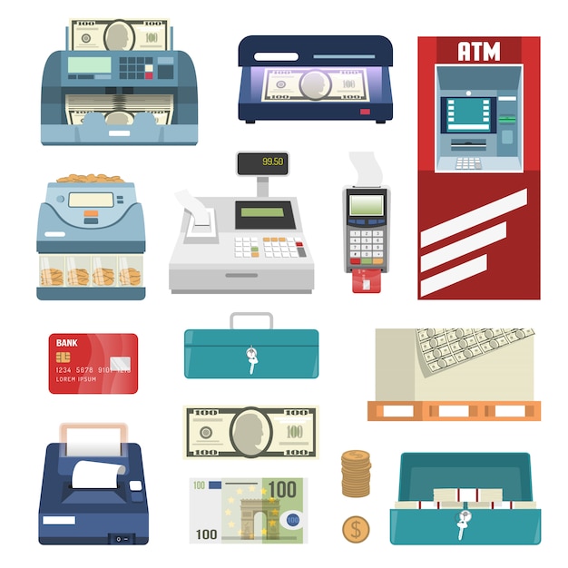 Bank-attributen Icon Set