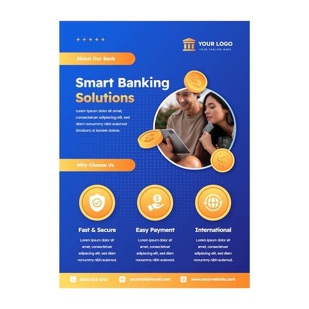 Gratis vector bank service concept poster sjabloon