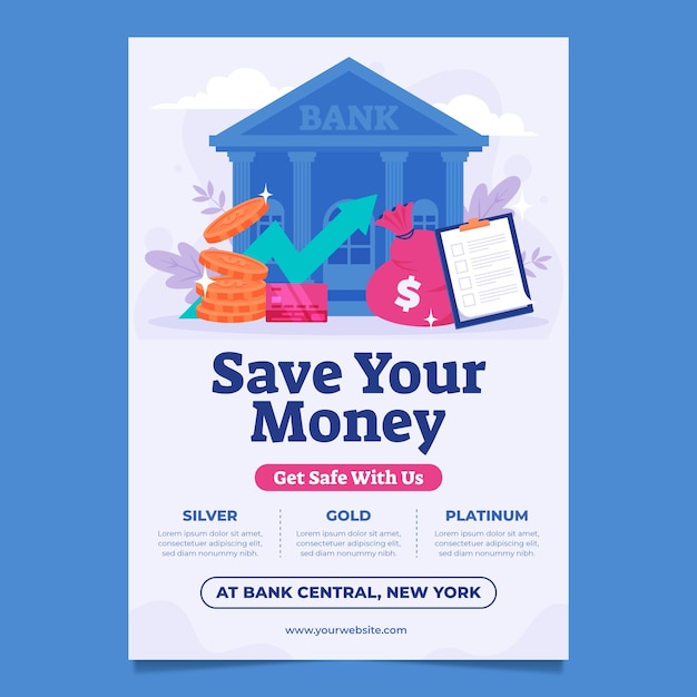 Gratis vector bank service concept poster sjabloon