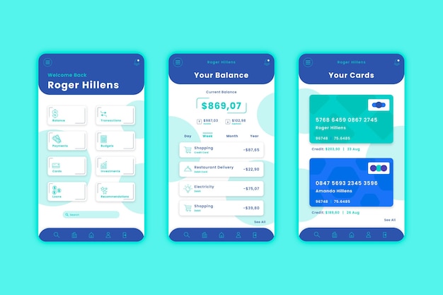 Banking app interface sjabloonpakket