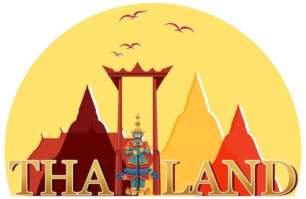 Gratis vector banner met monumentaal logo van bangkok thailand