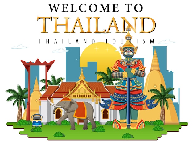 Gratis vector banner met monumentaal logo van bangkok thailand