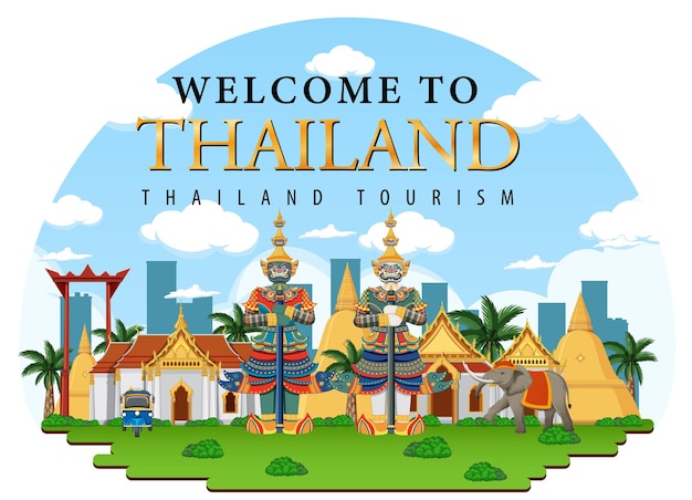 Gratis vector banner met monumentaal logo van bangkok thailand