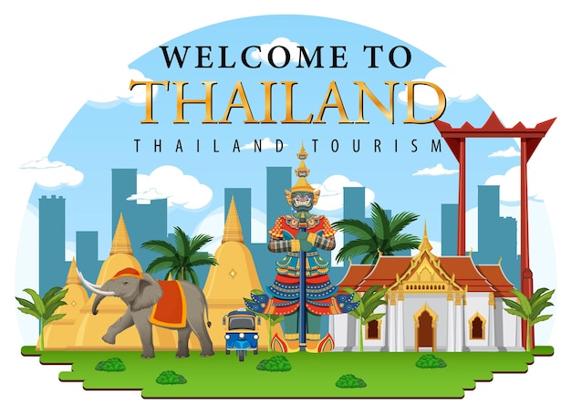 Gratis vector banner met monumentaal logo van bangkok thailand