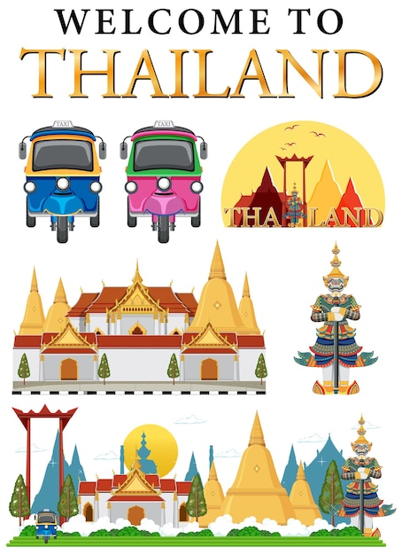 Gratis vector banner met monumentaal logo van bangkok thailand