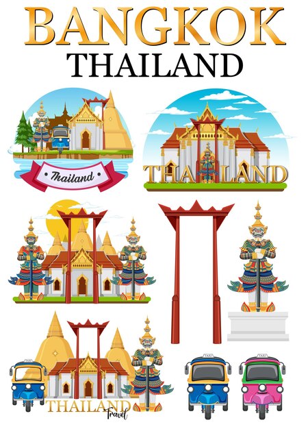 Gratis vector banner met monumentaal logo van bangkok thailand