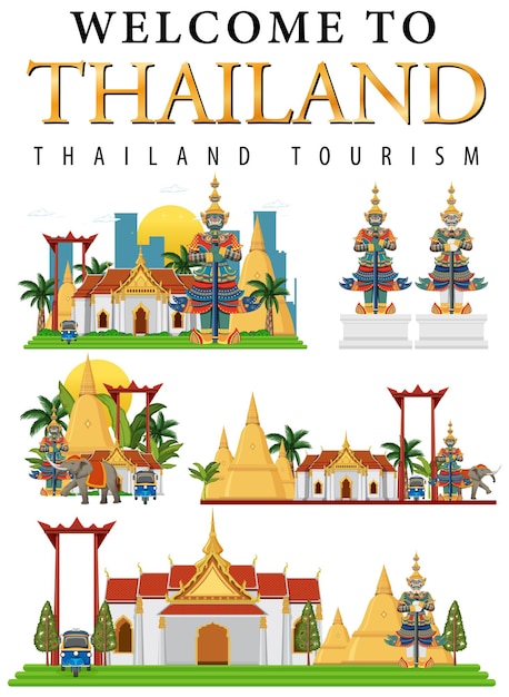 Gratis vector banner met monumentaal logo van bangkok thailand