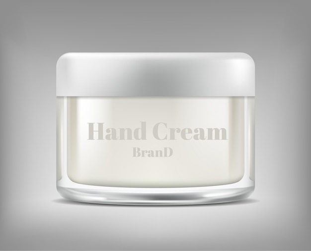 Gratis vector banner met realistische glazen pot met cosmetische crème, fles met hydraterende masker