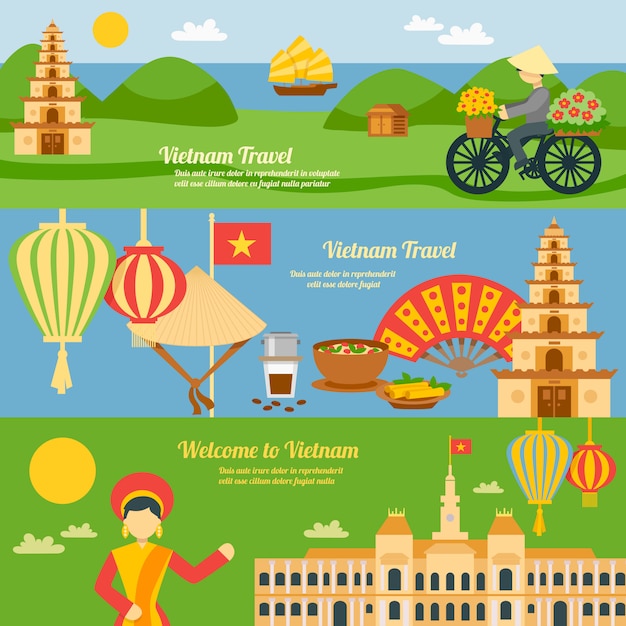 Gratis vector banner set van vietnam