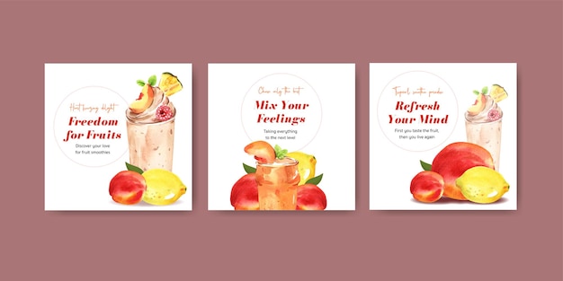 Bannermalplaatje met fruit smoothies concept