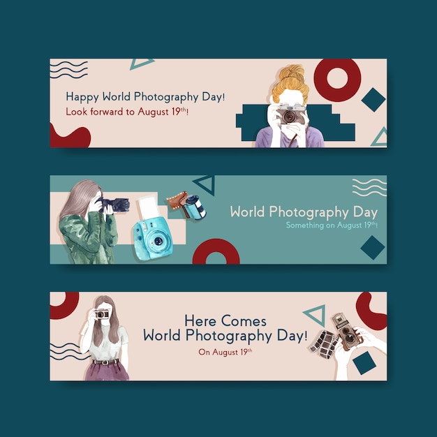 Bannermalplaatjes voor wereldfotografie dag