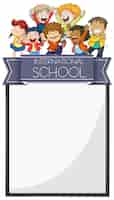 Gratis vector bannerontwerp met kinderen van de internationale school