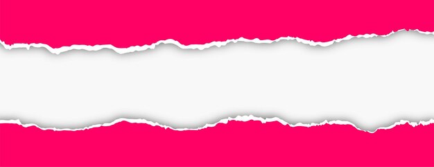 Bannerontwerp met roze gescheurd papiereffect