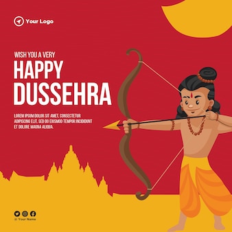 Bannerontwerp van wens je een heel gelukkig dussehra indian festival-sjabloon