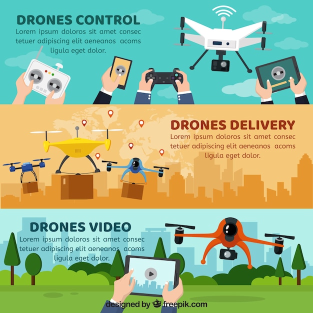 Gratis vector banners met drones