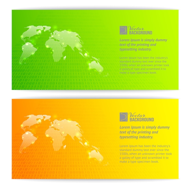 Gratis vector banners met globe-kaarten