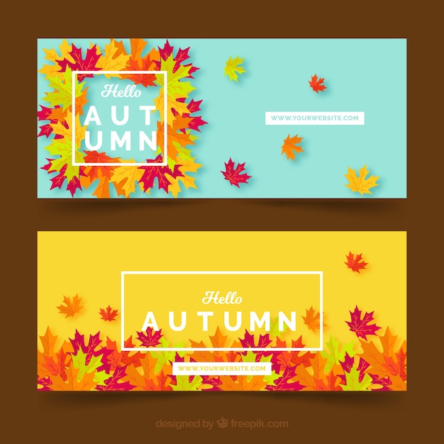 Gratis vector banners met herfstblad