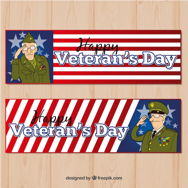 Gratis vector banners met veteranen dag illustraties