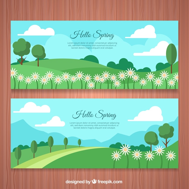 Banners prachtige lente landschappen