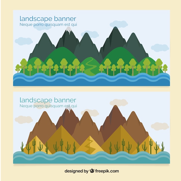 Gratis vector banners van berglandschappen