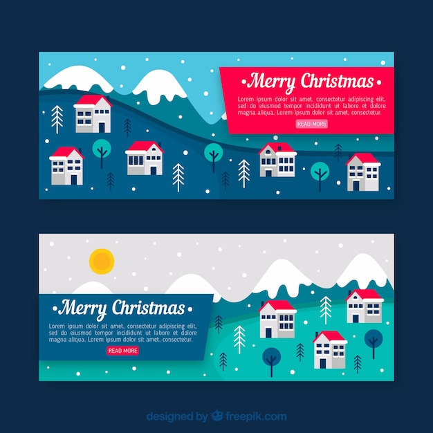 Gratis vector banners van kerststeden