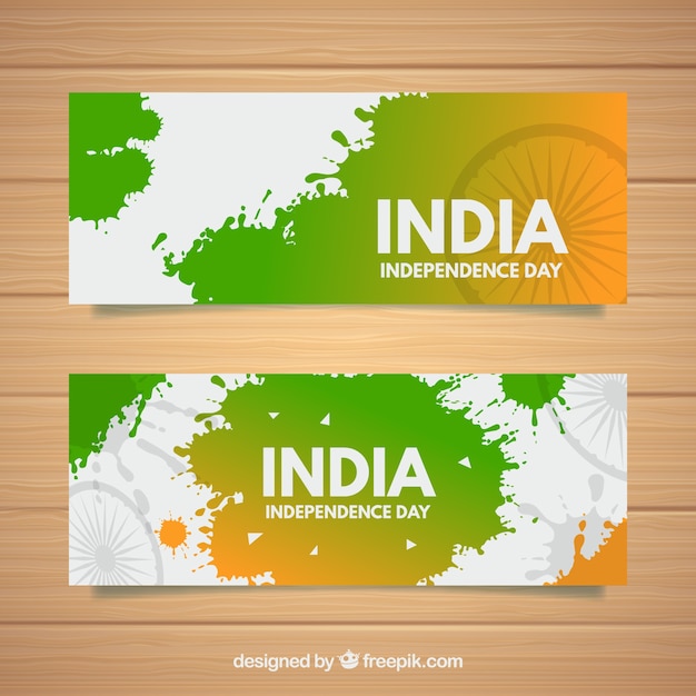 Banners voor de onafhankelijkheidsdag van india met vlak ontwerp