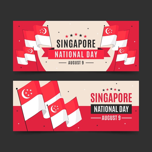 Banners voor nationale feestdag in Singapore