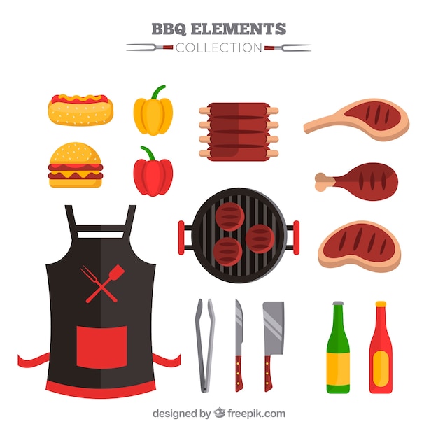 Gratis vector barbecue elementen collectie