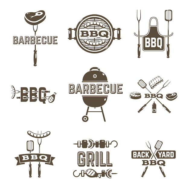 Gratis vector barbecue en grill etiketten