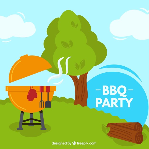 Barbecue feest in een prachtig landschap achtergrond