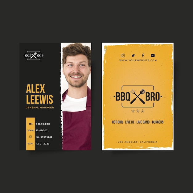 Gratis vector barbecue id-kaartsjabloon