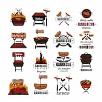 Gratis vector barbecue label collectie