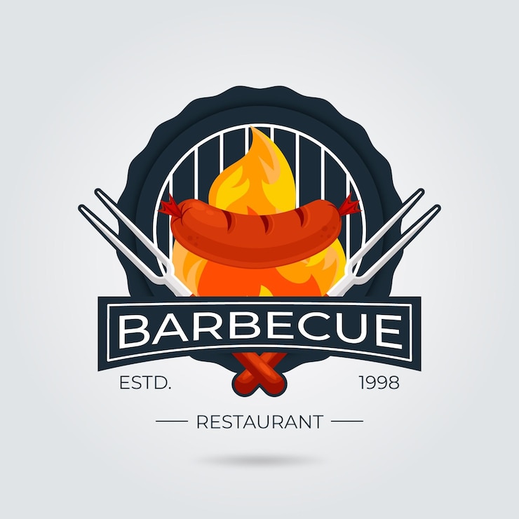 Gratis Vector barbecue-logosjabloon met details