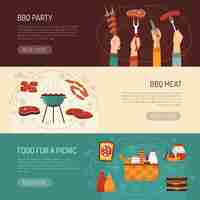 Gratis vector barbecue partij horizontale banners