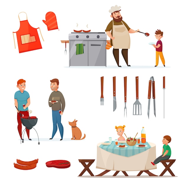 Barbecue partij icon set