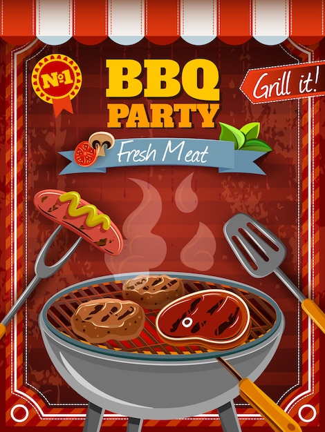 Barbecue partij poster