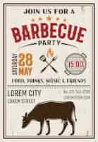 Gratis vector barbecue partij retro stijl poster