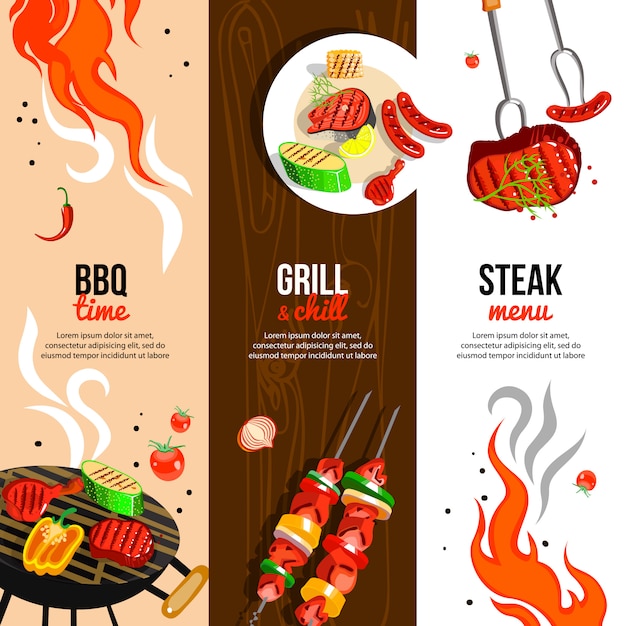 Gratis vector barbecue partij verticale banners instellen