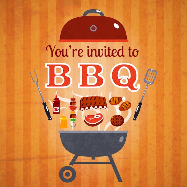 Gratis vector barbecue uitnodiging evenement advertentie poster