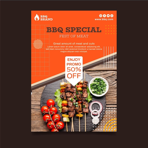 Gratis vector barbecue verticale poster sjabloon