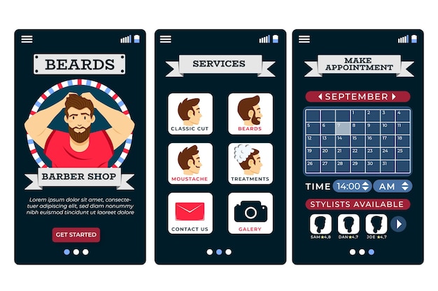 Barber shop boeking app-interface