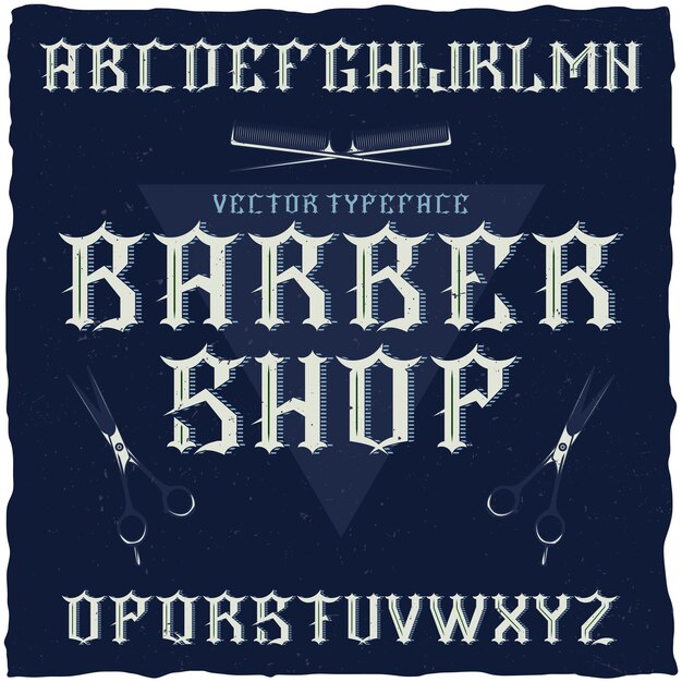 Gratis vector barber shop lettertype ingesteld