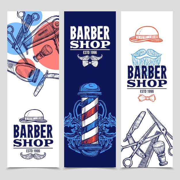 Gratis vector barber shop verticale banners set