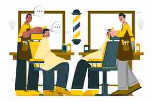 Gratis vector barbershop wachtende klanten concept illustratie