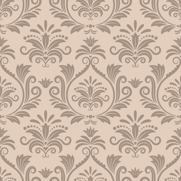 Barokke naadloze vector patroon. Sierontwerp retro textiel, kromme Victoriaanse beige illustratie