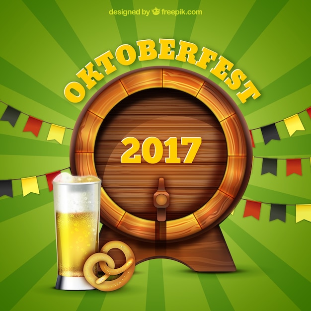 Barrel, pretzel en bierglas